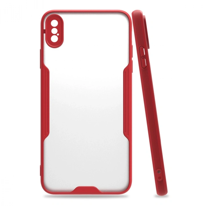Mey İthalat®   iPhone XS Max Kılıf Platin Silikon - Kırmızı