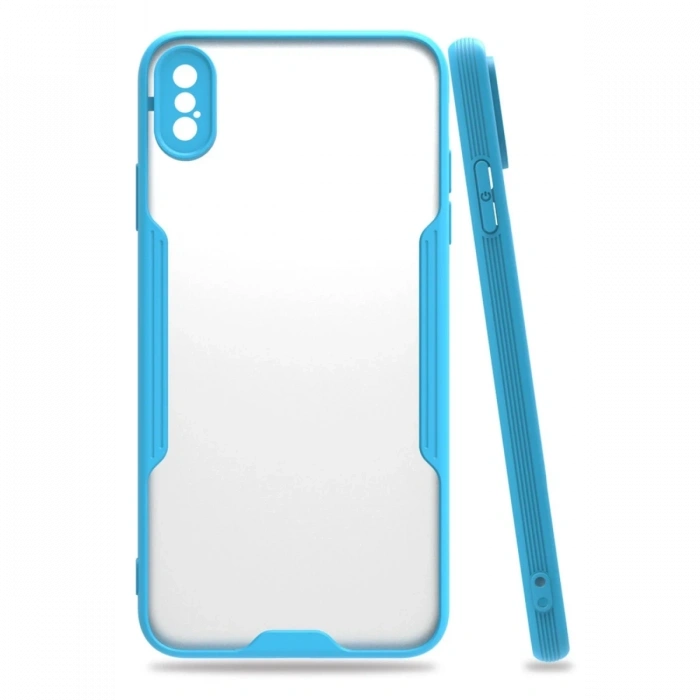 Mey İthalat®   iPhone XS Max Kılıf Platin Silikon - Mavi