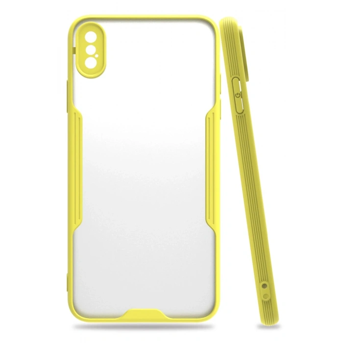 Mey İthalat®   iPhone XS Max Kılıf Platin Silikon - Sarı