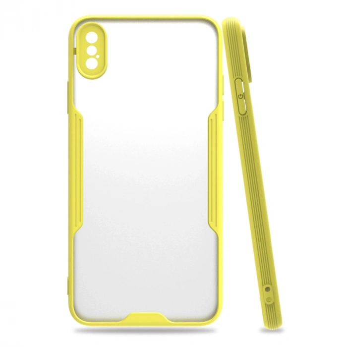 Mey İthalat®   iPhone XS Max Kılıf Platin Silikon - Sarı