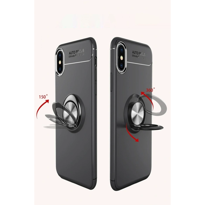 Mey İthalat®   iPhone XS Max Kılıf Range Yüzüklü Silikon - Mavi