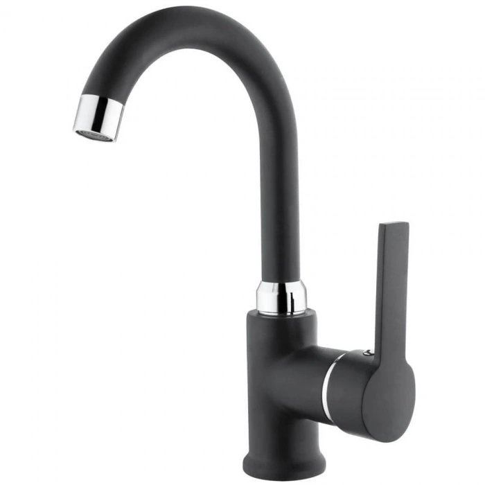 Mey İthalat® İtimat İdea Siyah 563KCB Kuğu Lavabo Bataryası