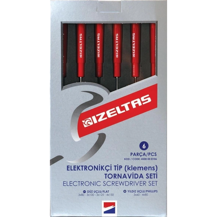 Mey İthalat® İzeltaş 4500 Elektronikçi TipTornavida Seti 6 Parça