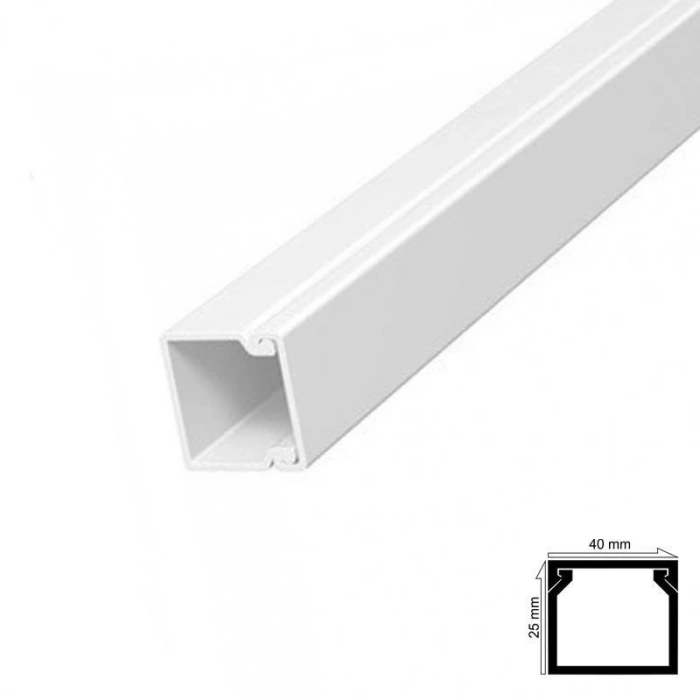 Mey İthalat® Kablo Kanalı 40x25 mm 2 Metre Yapışkan Bantlı 4 Adet