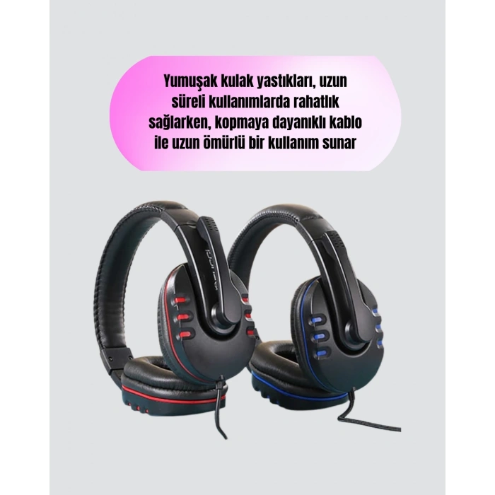 Mey İthalat® Kablolu Gaming Headset – Net Ses Ayrımı ve Ayarlanabilir Konfor