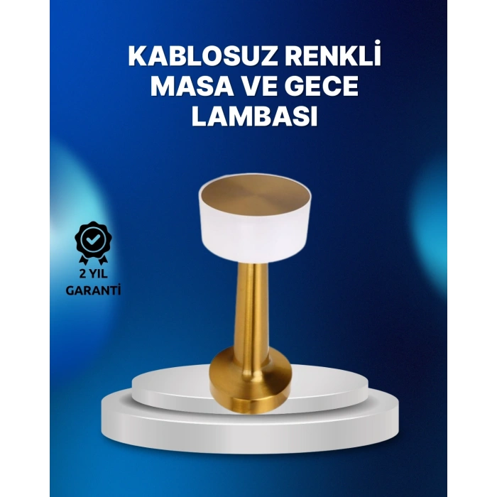 Mey İthalat® Kablosuz Dokunmatik Masa Lambası – Şık Modern Metal Gövde, USB Şarjlı