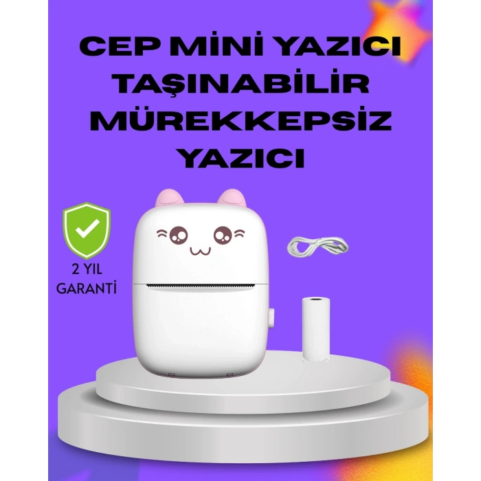 Mey İthalat® Kablosuz Mini Cep Yazıcısı Bluetooth Destekli 1200mAh Bataryalı