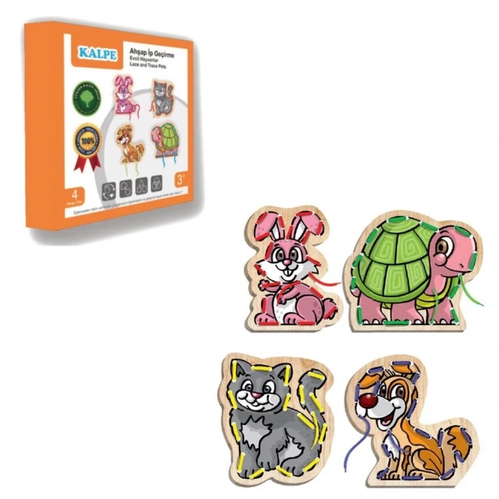Mey İthalat® KAL-1019-1020 Chiva, Ahşap İp Geçirme- Safari Hayvanlar