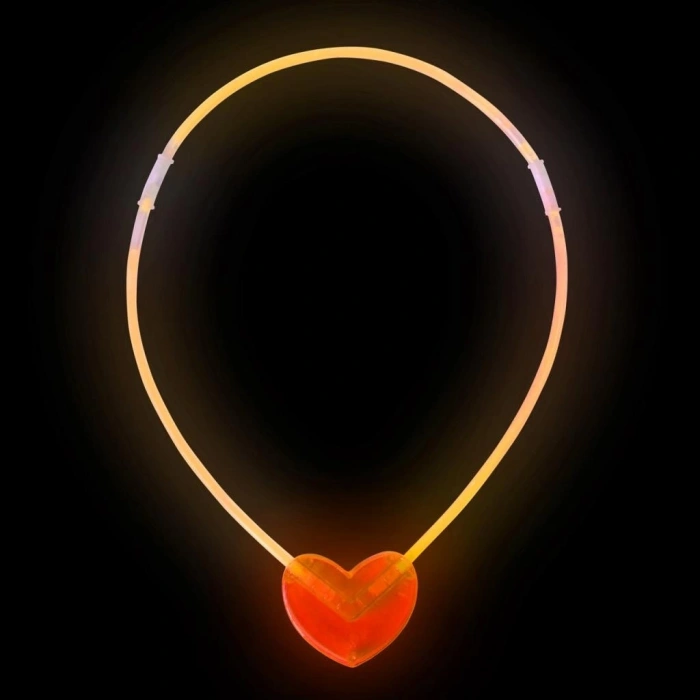 Mey İthalat® Karanlıkta Yanan Glow Stick Kalp Şekilli Kolye 6 Renk 6 Adet