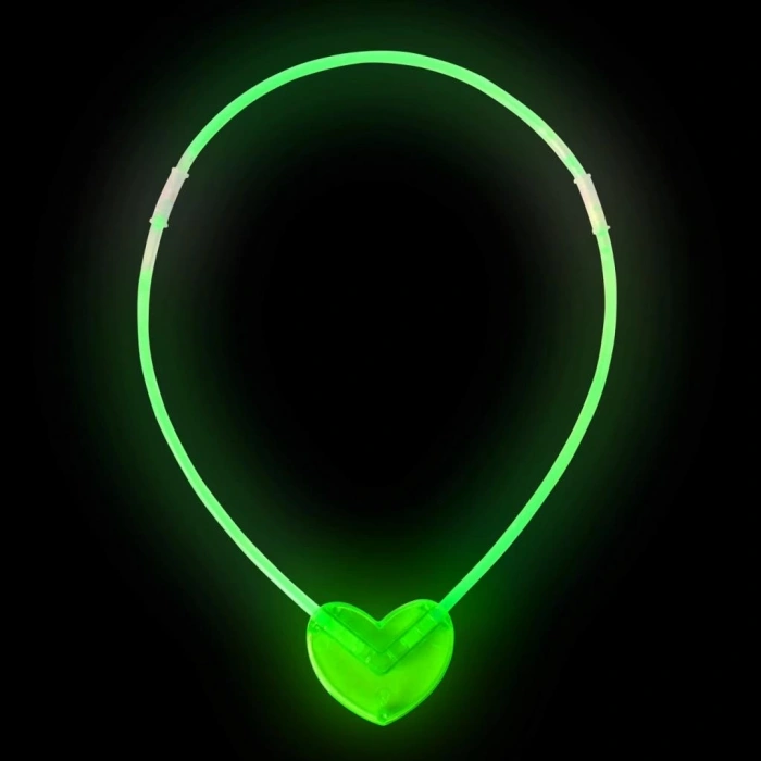 Mey İthalat® Karanlıkta Yanan Glow Stick Kalp Şekilli Kolye 6 Renk 6 Adet
