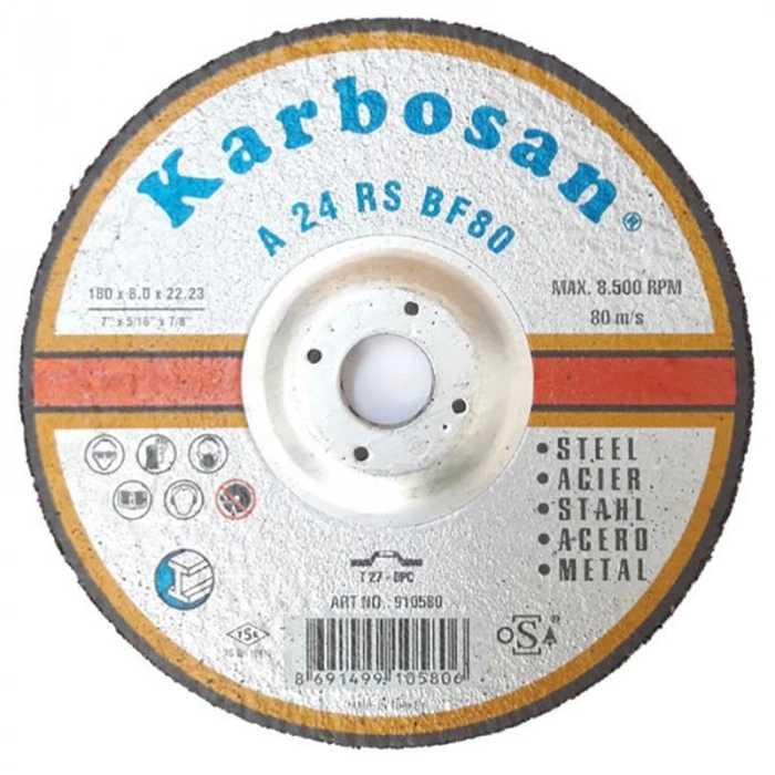 Mey İthalat® Karbosan Metal Taşlama Diski 180x8,0x22,23