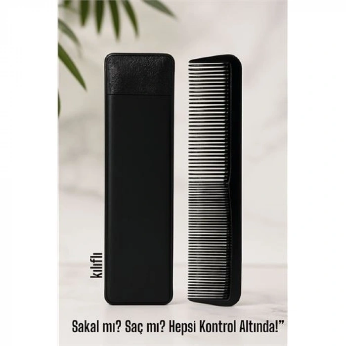 Mey İthalat® Kılıflı Cep Tarağı – 14 x 3 cm | Kompakt, Şık ve Taşınabilir Erkek Bakım Tarağı