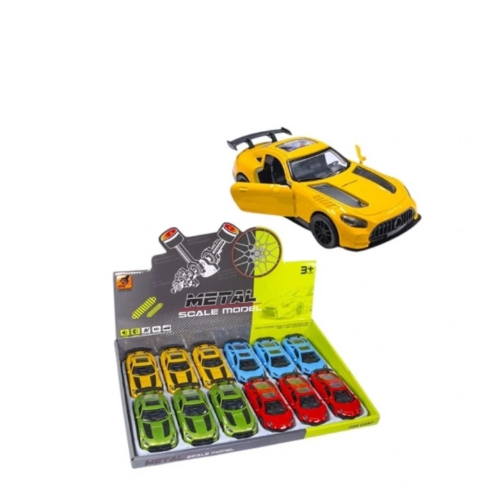 Mey İthalat® KM36201C-1-2-3-4  Çek Bırak Metal Araba  1:36