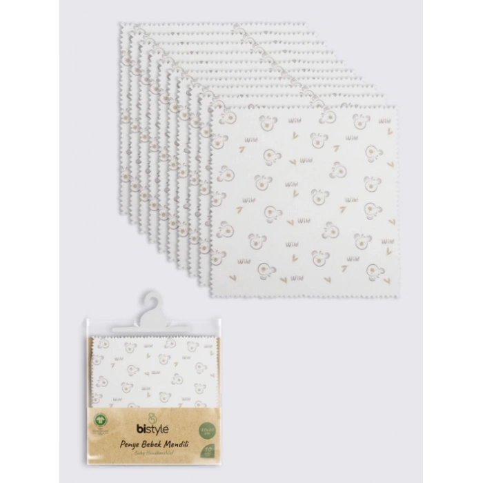 Mey İthalat®   Koala 20x20 10Lu Penye Mendil 90165 Ekru