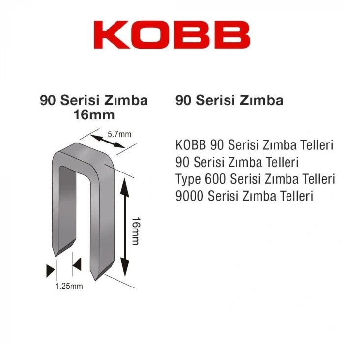 Mey İthalat® Kobb KBZ9016 16 mm 2500 Adet U Zımba Teli