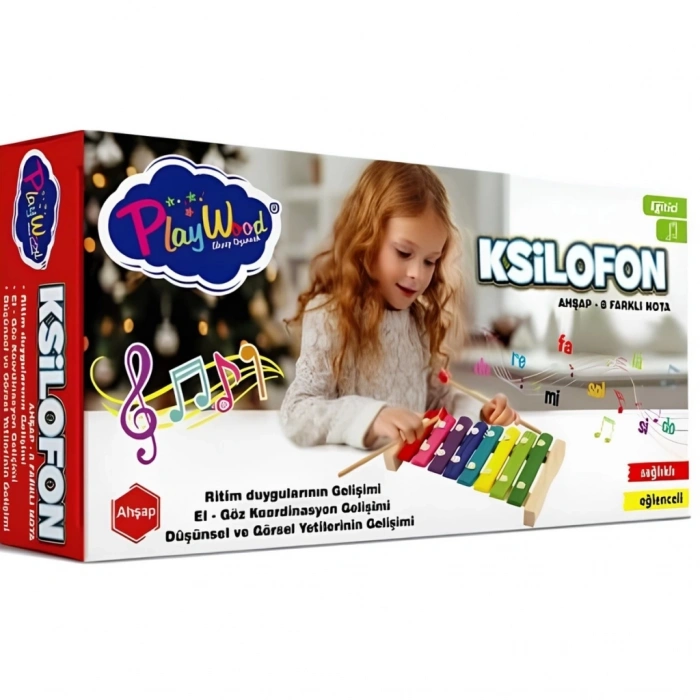 Mey İthalat® Kutuda Ahşap 8 Farklı Notalı Ksilofon