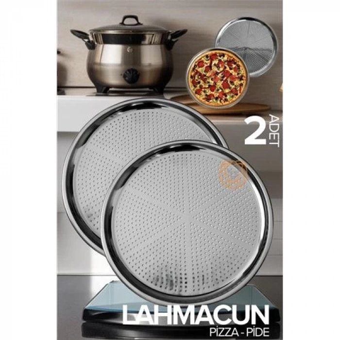 Mey İthalat® Lahmacun Pizza Pide Pişirme Tepsisi 2 li SET