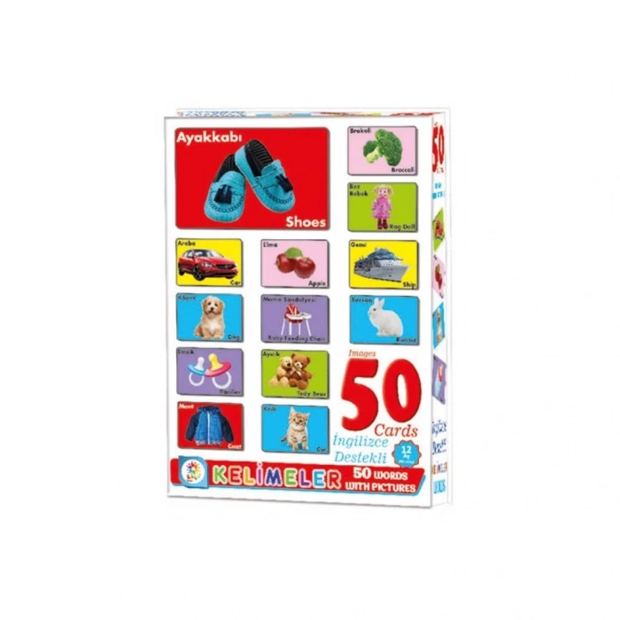 Mey İthalat® LC7179 Resimli 50 Kelime - İngilizce Destekli / +12 ay