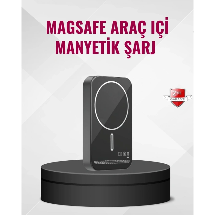Mey İthalat® MagSafe Araç Telefon Tutucu 15W Hızlı Şarj Type-C Girişli