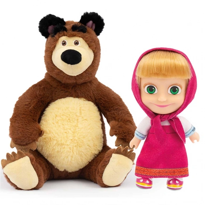 Mey İthalat®   Masha ile Koca Ayı 20 Cm Peluş 12 Cm Bebek MHA21000