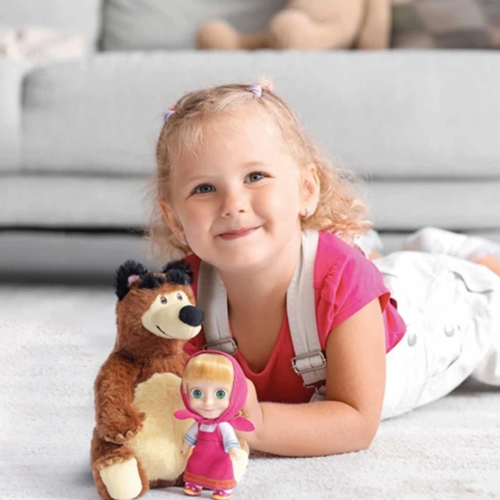 Mey İthalat®   Masha ile Koca Ayı 20 Cm Peluş 12 Cm Bebek MHA21000