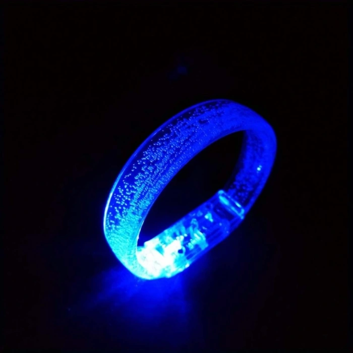 Mey İthalat® Mavi Led Işıklı Baskı Yapılabilen Pilli Bileklik Bilezik 1,5 cm Genişlik