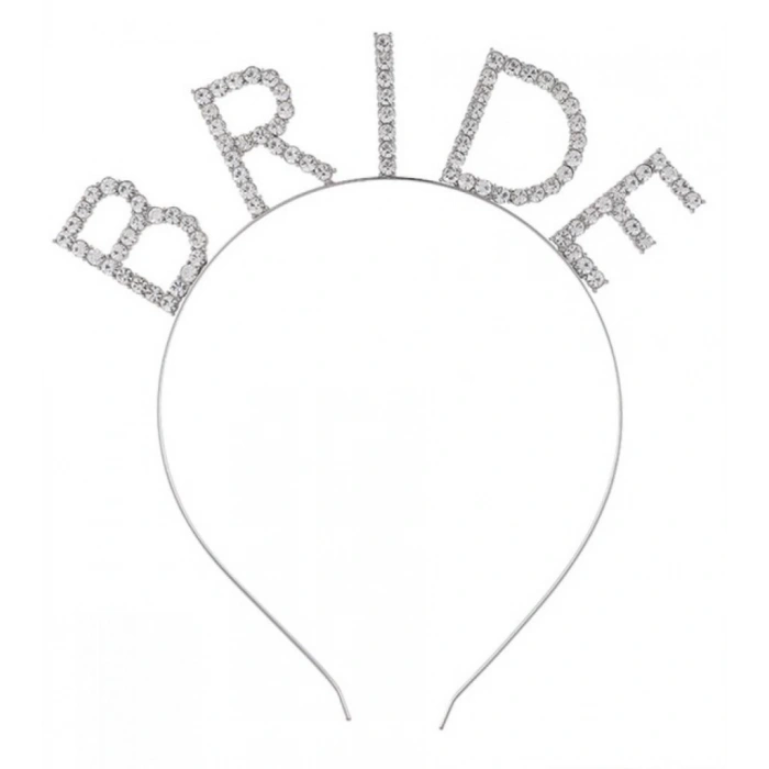 Mey İthalat® Mega Boy Kristal Taşlı Gümüş Bride Taç Gelin Tacı 20X21 cm