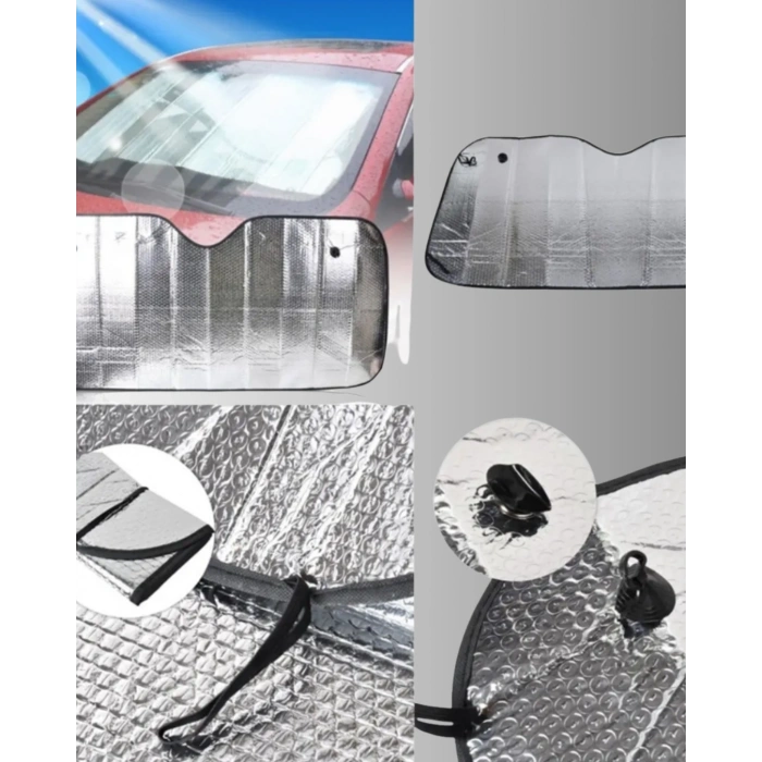 Mey İthalat® Metalize Reflektörlü Katlanabilir Araç Güneşliği – Yüksek Performanslı Isı ve UV Koruması