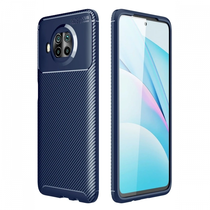 Mey İthalat®   Mi 10T Lite Kılıf Auto Focus Karbon Kapak - Lacivert