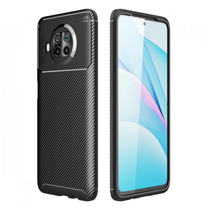 Mey İthalat®   Mi 10T Lite Kılıf Auto Focus Karbon Kapak - Siyah