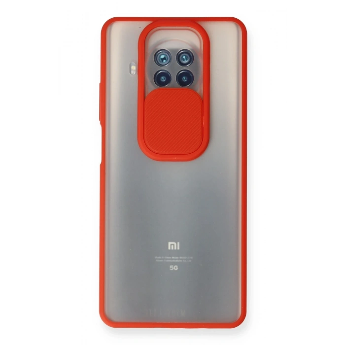 Mey İthalat®   Mi 10T Lite Kılıf Palm Buzlu Kamera Sürgülü Silikon - Kırmızı