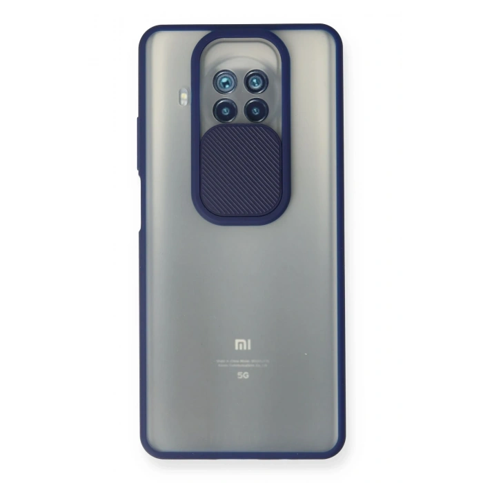 Mey İthalat®   Mi 10T Lite Kılıf Palm Buzlu Kamera Sürgülü Silikon - Lacivert