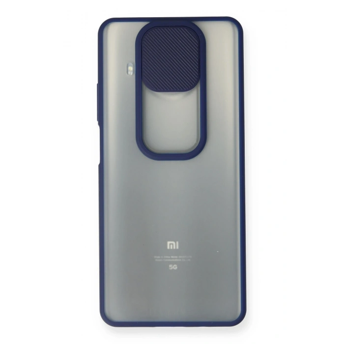 Mey İthalat®   Mi 10T Lite Kılıf Palm Buzlu Kamera Sürgülü Silikon - Lacivert