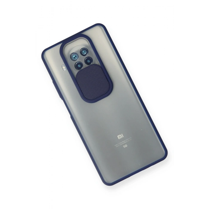 Mey İthalat®   Mi 10T Lite Kılıf Palm Buzlu Kamera Sürgülü Silikon - Lacivert