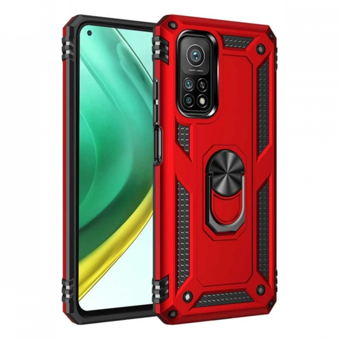 Mey İthalat®   Mi 10T Pro Kılıf Sofya Yüzüklü Silikon Kapak - Kırmızı