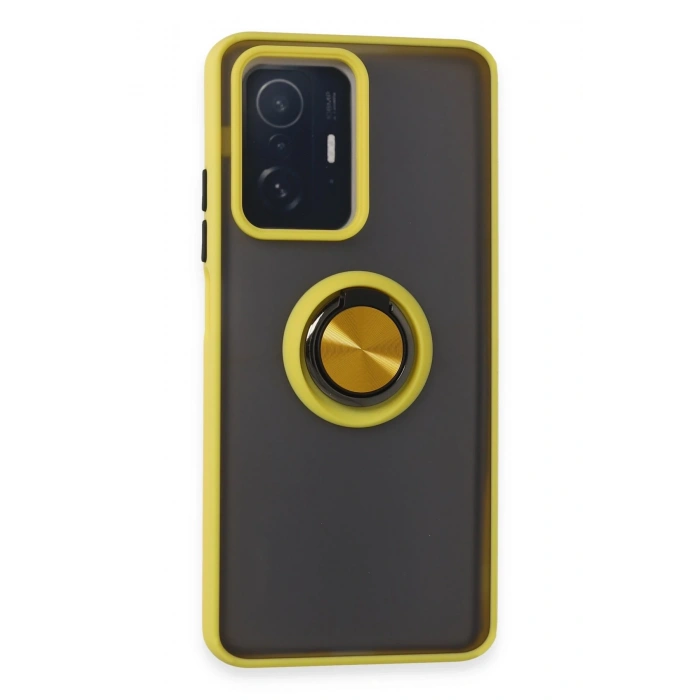 Mey İthalat®   Mi 11T Pro Kılıf Montreal Yüzüklü Silikon Kapak - Sarı