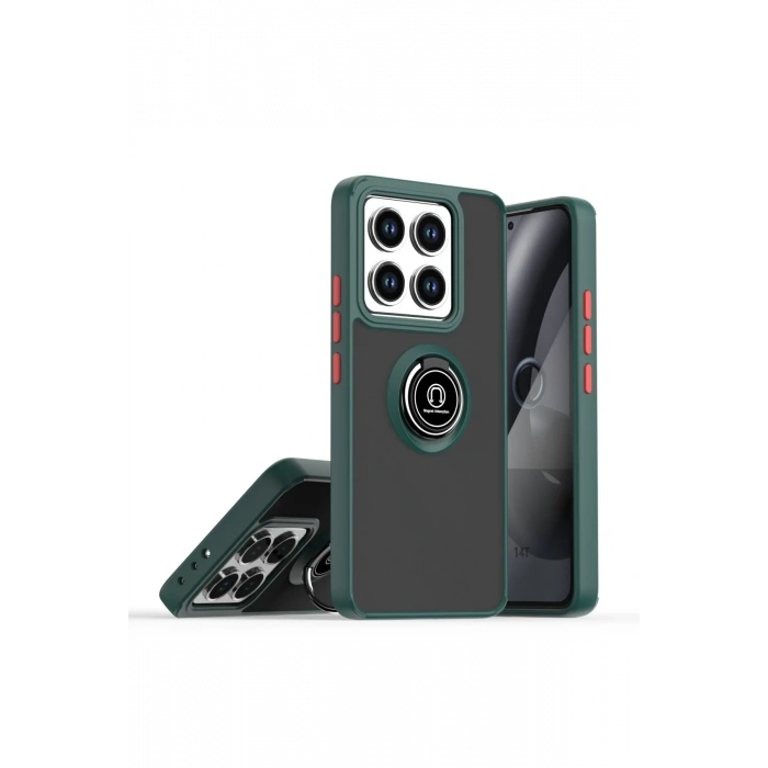 Mey İthalat®   Mi 14T Pro Kılıf Montreal Yüzüklü Silikon Kapak - Yeşil