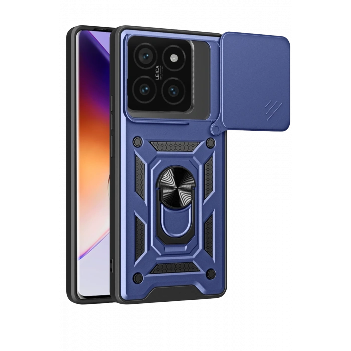 Mey İthalat®   Mi 14T Pro Kılıf Pars Lens Yüzüklü Silikon - Lacivert