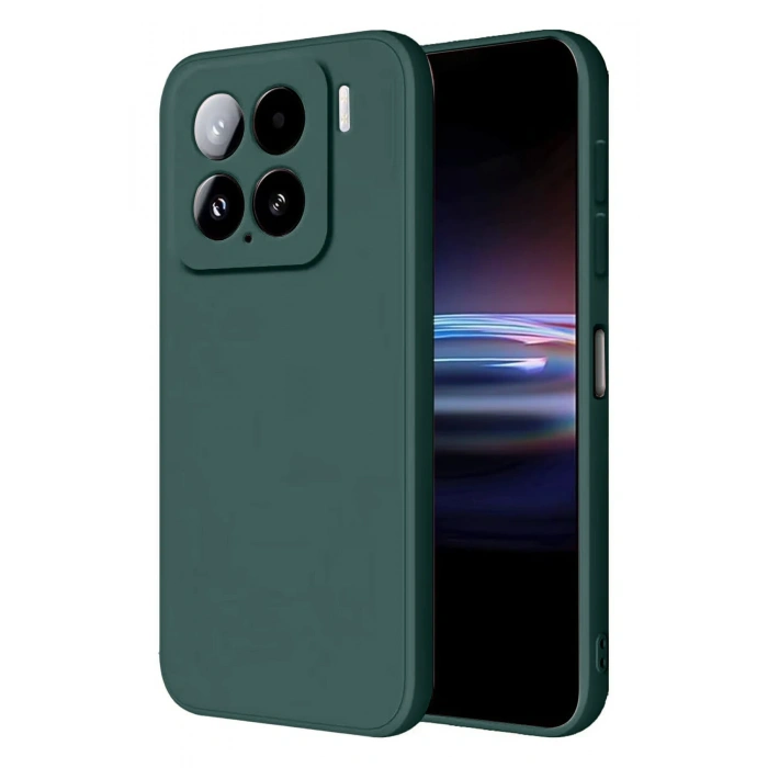 Mey İthalat®   Mi 15 Pro Kılıf Nano içi Kadife Silikon - Koyu Yeşil