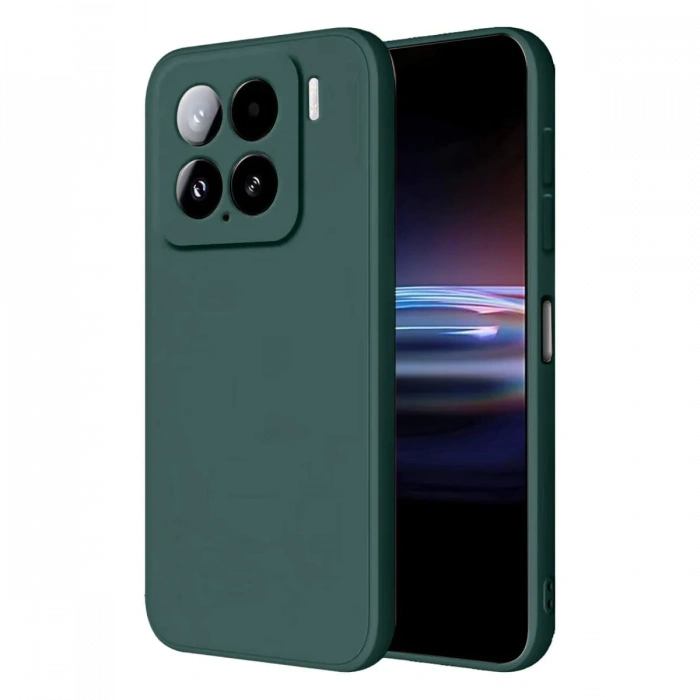 Mey İthalat®   Mi 15 Pro Kılıf Nano içi Kadife Silikon - Koyu Yeşil