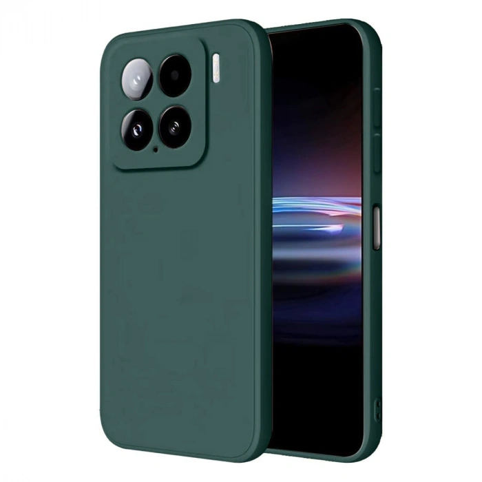 Mey İthalat®   Mi 15 Pro Kılıf Nano içi Kadife Silikon - Koyu Yeşil