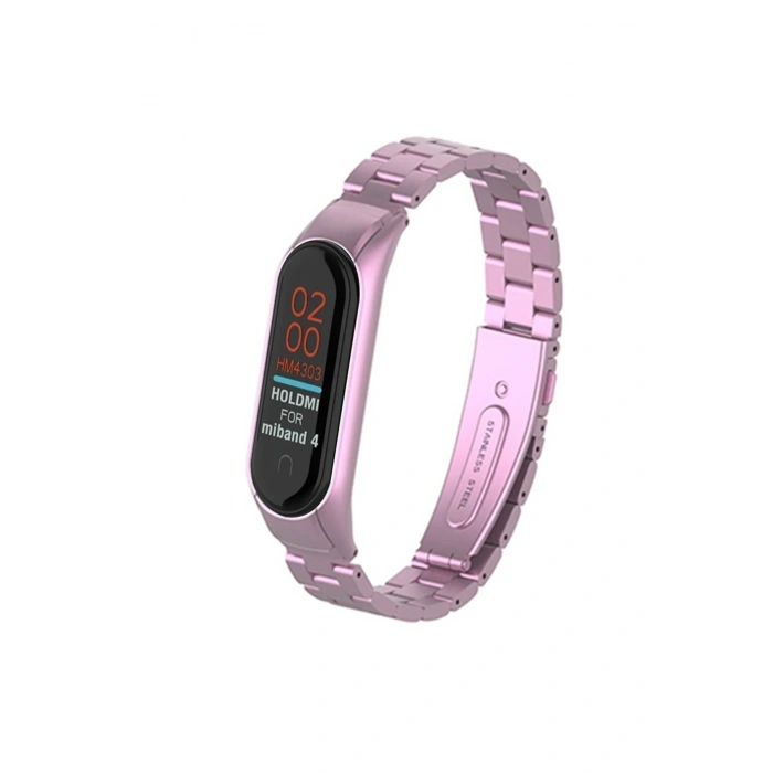 Mey İthalat®   Mi Band 4 Metal Baklalı Kordon - Rose