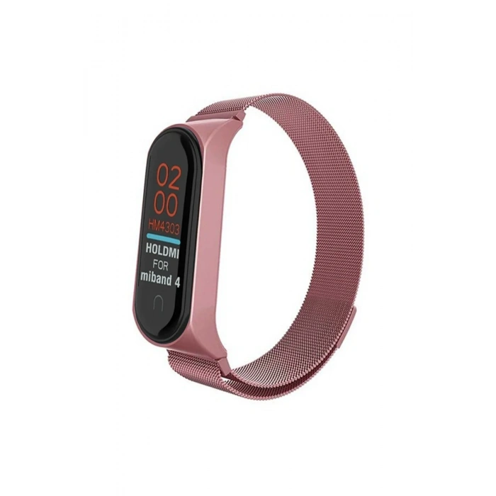 Mey İthalat®   Mi Band 4 Metal Mıknatıslı Kordon - Rose