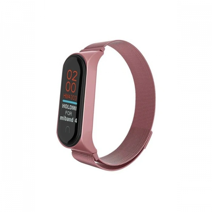 Mey İthalat®   Mi Band 4 Metal Mıknatıslı Kordon - Rose