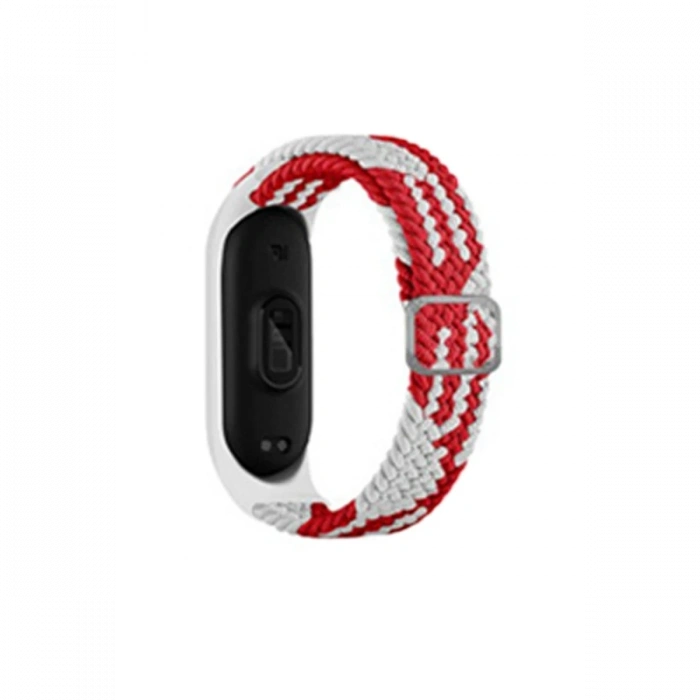 Mey İthalat®   Mi Band 4 Star Kordon - Beyaz-Kırmızı