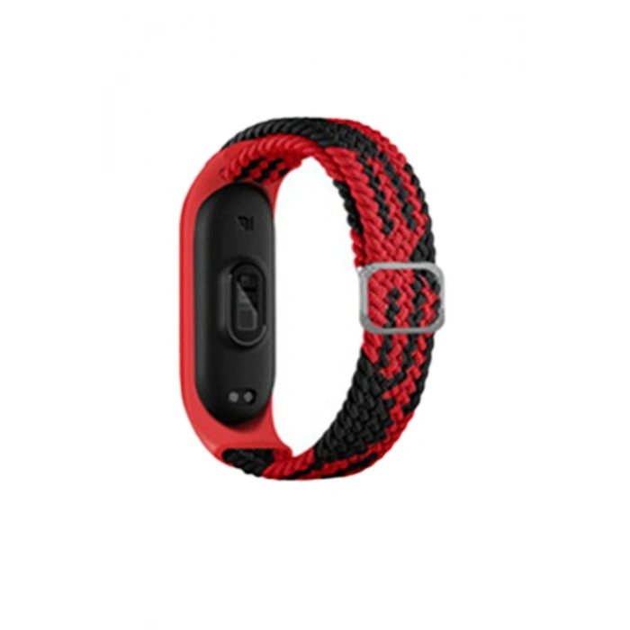 Mey İthalat®   Mi Band 6 Star Kordon - Kırmızı-Siyah