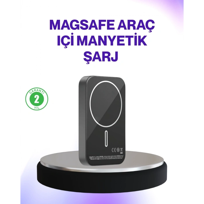 Mey İthalat® Mıknatıslı MagSafe Uyumlu Araç Tutucu Kablosuz Şarj Destekli