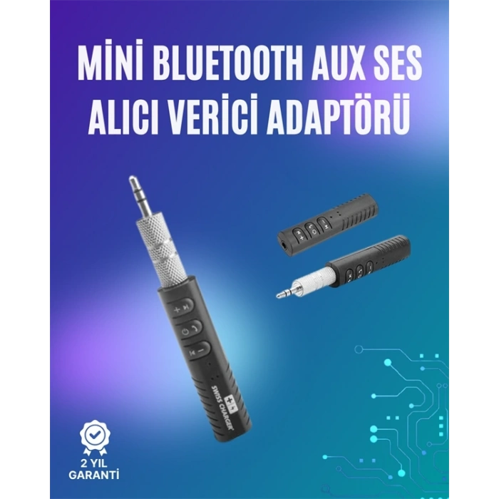 Mey İthalat® Mini Bluetooth Müzik Alıcısı | Ev & Araç Stereo Sistemlerine Kablosuz Bağlantı