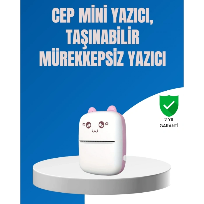 Mey İthalat® Mini Bluetooth Termal Yazıcı 1200mAh Şarjlı Taşınabilir