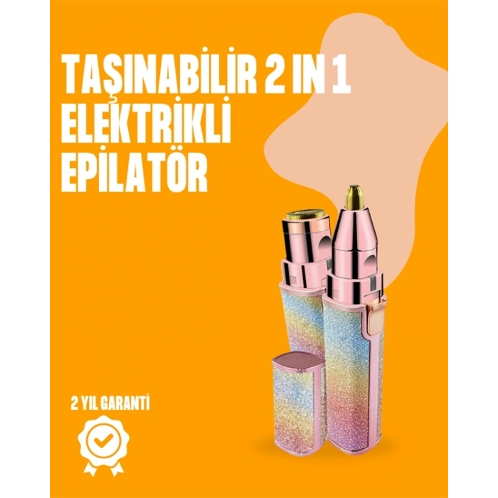 Mey İthalat® Mini USB Şarjlı Elektrikli Epilatör – Kaş ve Yüz Tüy Temizliği İçin 2si 1 Arada